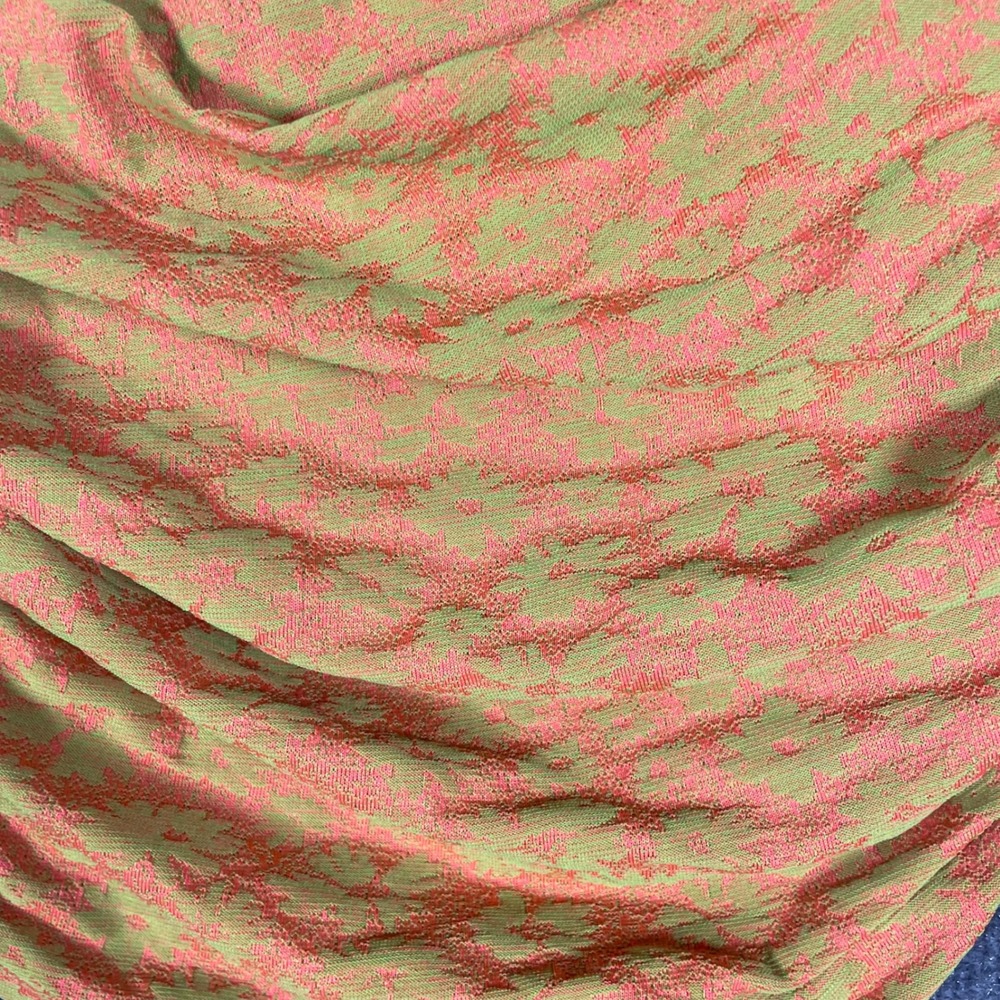 ZARA One Shoulder Ruched Crop Top Orange Green Abstract Print Size Medium - Picture 4 of 9